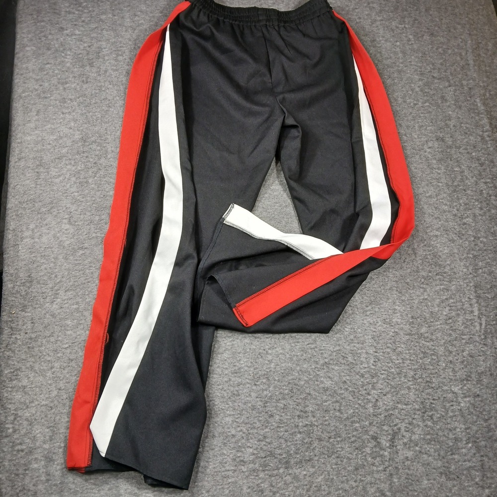 Forever 21 Men Black Track Pants Red White Open Side Stripe Jogger SJ17775 Large